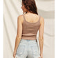 Sand Ribbed Knit Short Tank