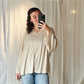 Almond Oversized Long Sleeve Top