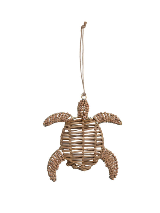 Rattan & Wood Bead Turtle Ornament