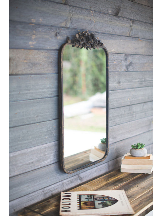 Rectangle Mirror With Flower Details (PICK UP ONLY)