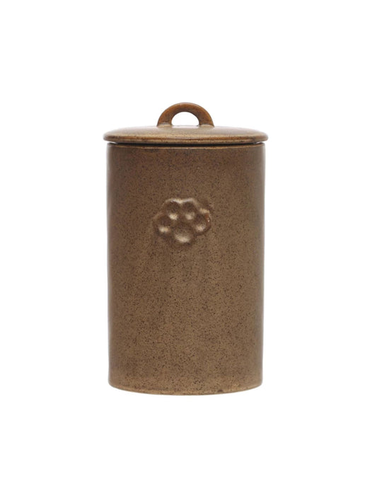 Brown Treat Canister w/ Paw Print