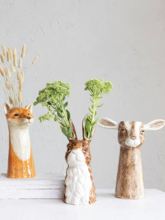 Hand-Painted Rabbit Vase