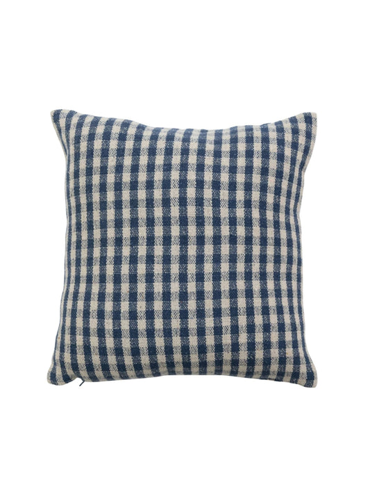 18" Gingham Woven Pillow - Navy