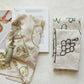 Tea Towel w/ Embroidered Wine/Fruit/Spring Scene