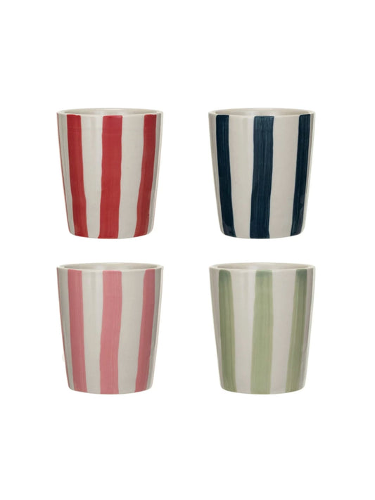 Hand-Painted Stoneware Cup w/ Stripes