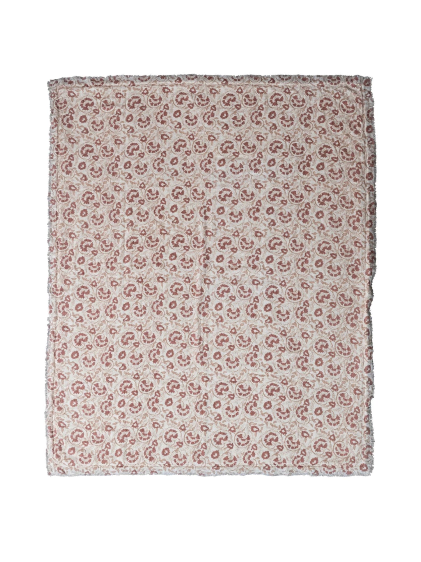 Woven Cotton Printed Throw w/ Sherpa Back - Rose