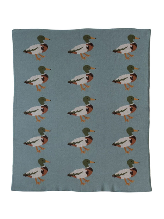 Knit Baby Blanket w/ Ducks