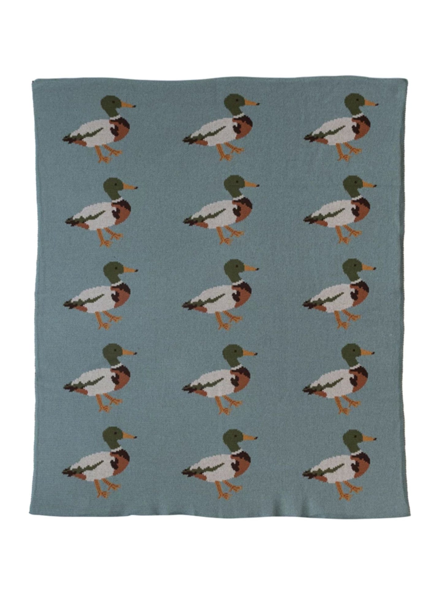 Knit Baby Blanket w/ Ducks