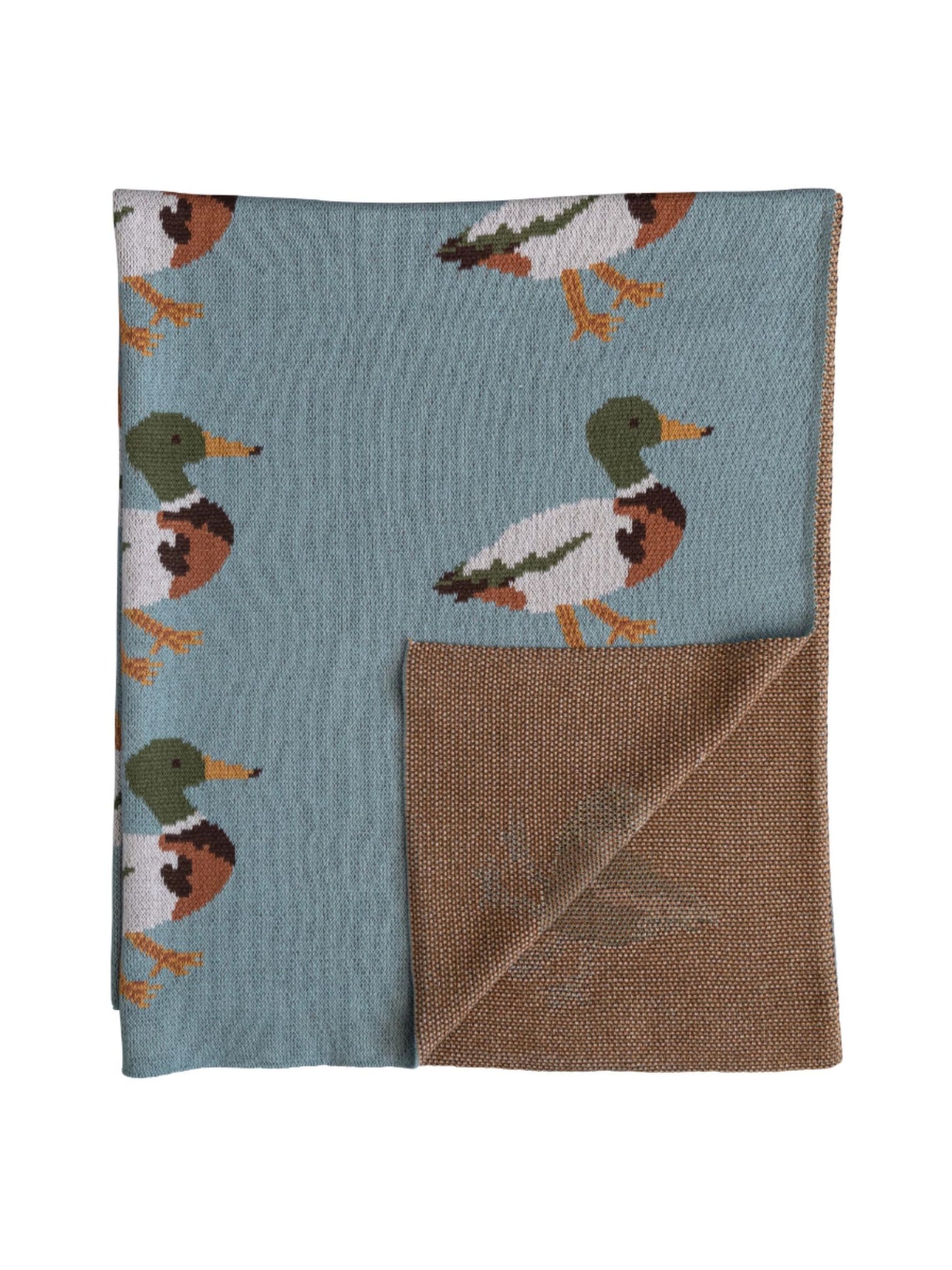 Knit Baby Blanket w/ Ducks
