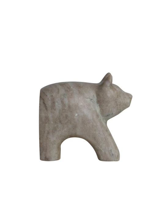 Hand-Carved Marble Bear Single Bookend/Paperweight