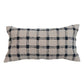 Cotton Slub Embroidered Lumbar Pillow w/ Grid Pattern