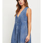 Pleated Denim Romper