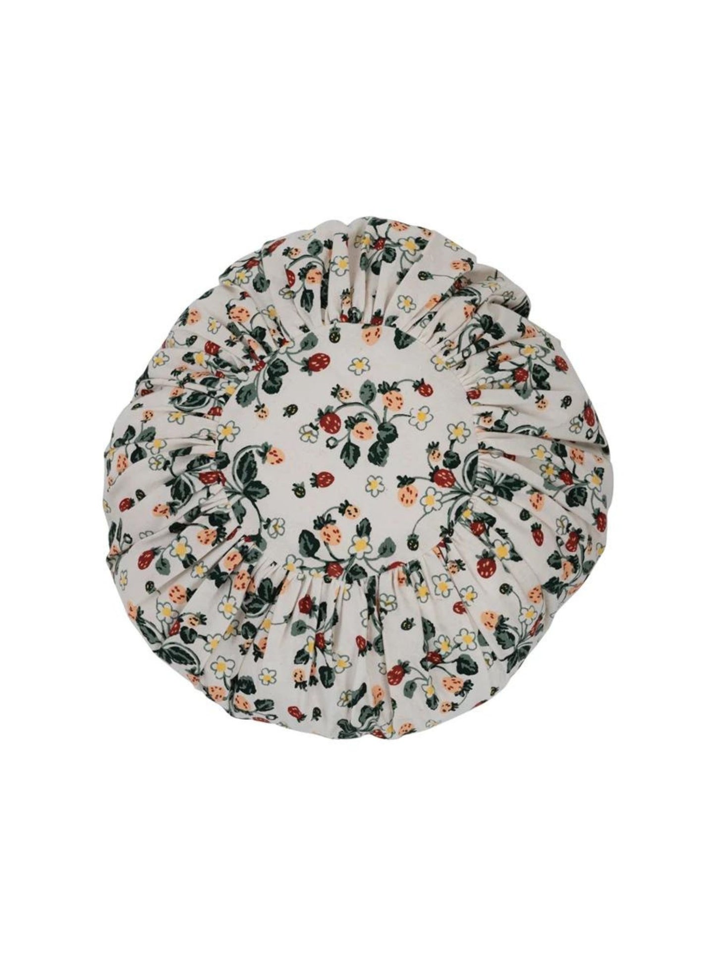 16" Cotton Pleated Pillow with Floral Pattern