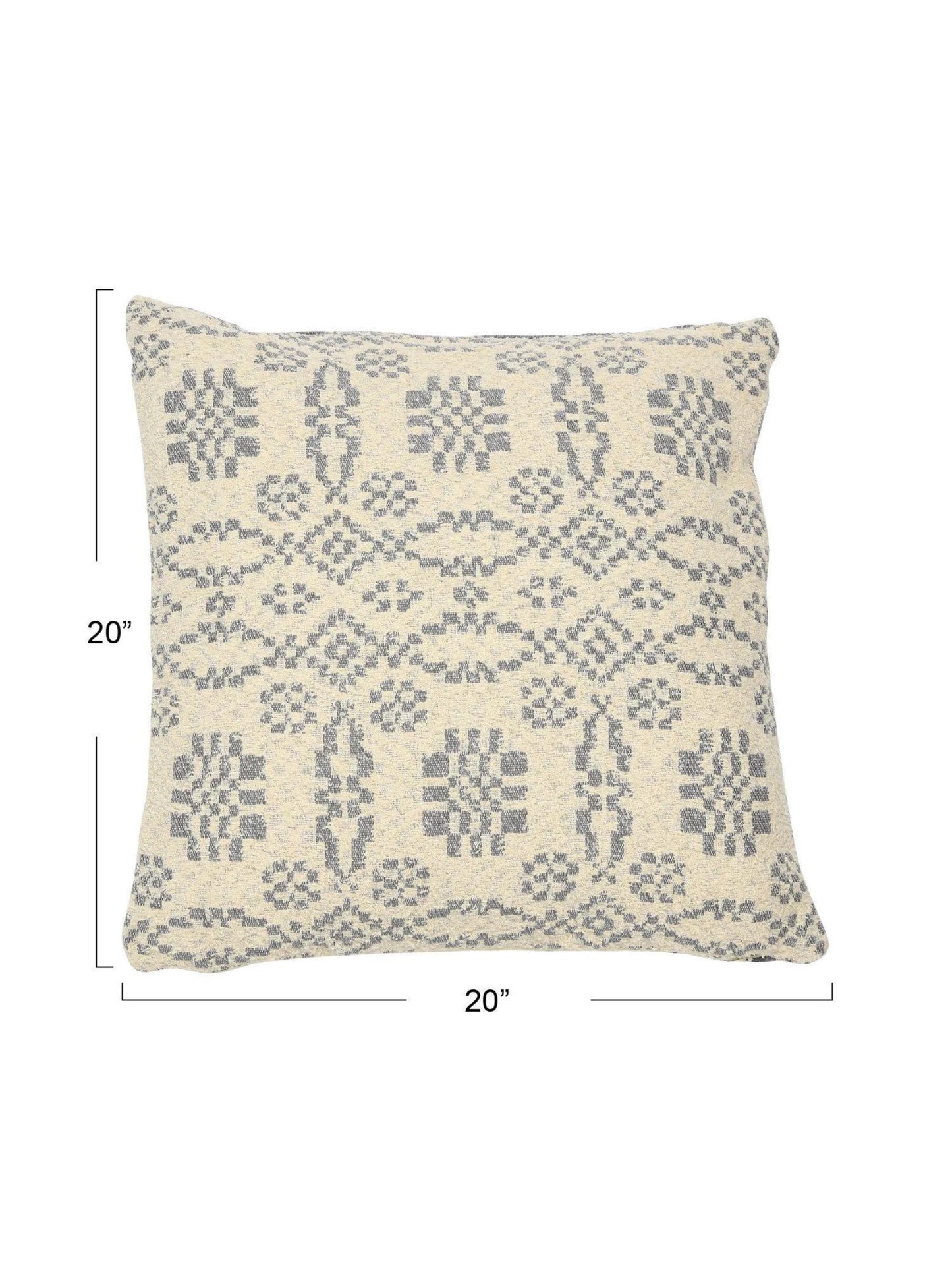 20" Woven Cotton Jacquard Pillow