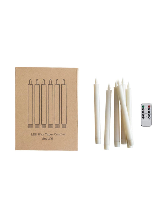 Flameless LED Wax Taper Candles w/ 8 Hour Timer & Remote