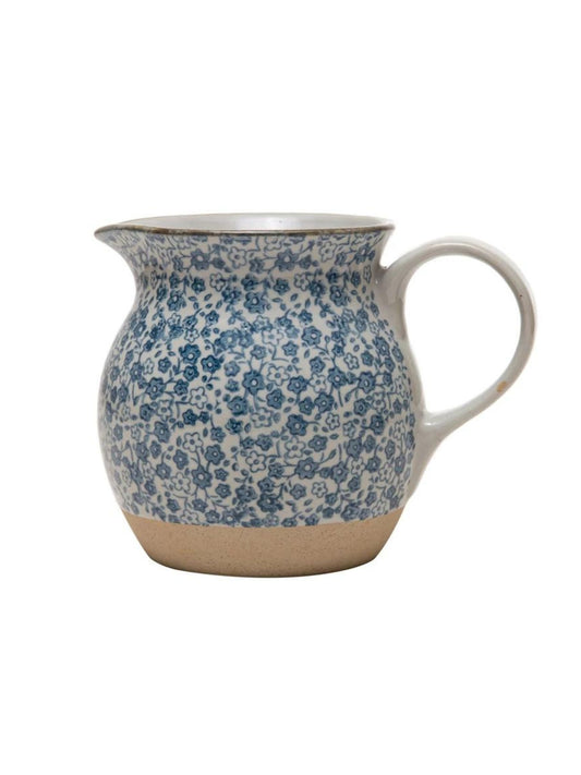 Hand-Painted Stoneware Pitcher with Floral Print (Pick up Only)