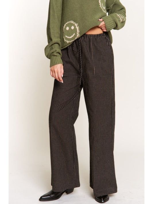 Augustine Stripe Pants - Black