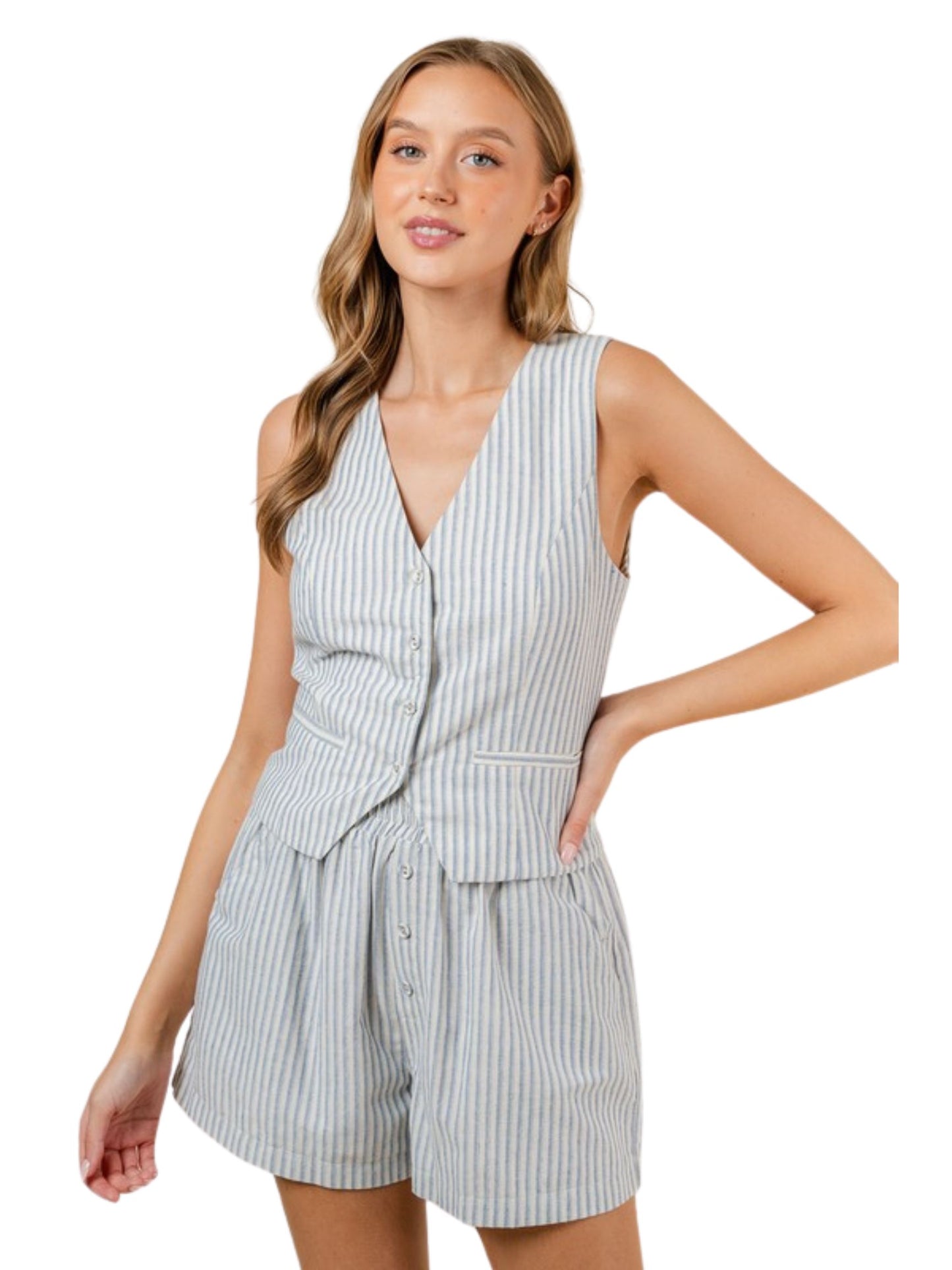 V Neck Striped Vest Top