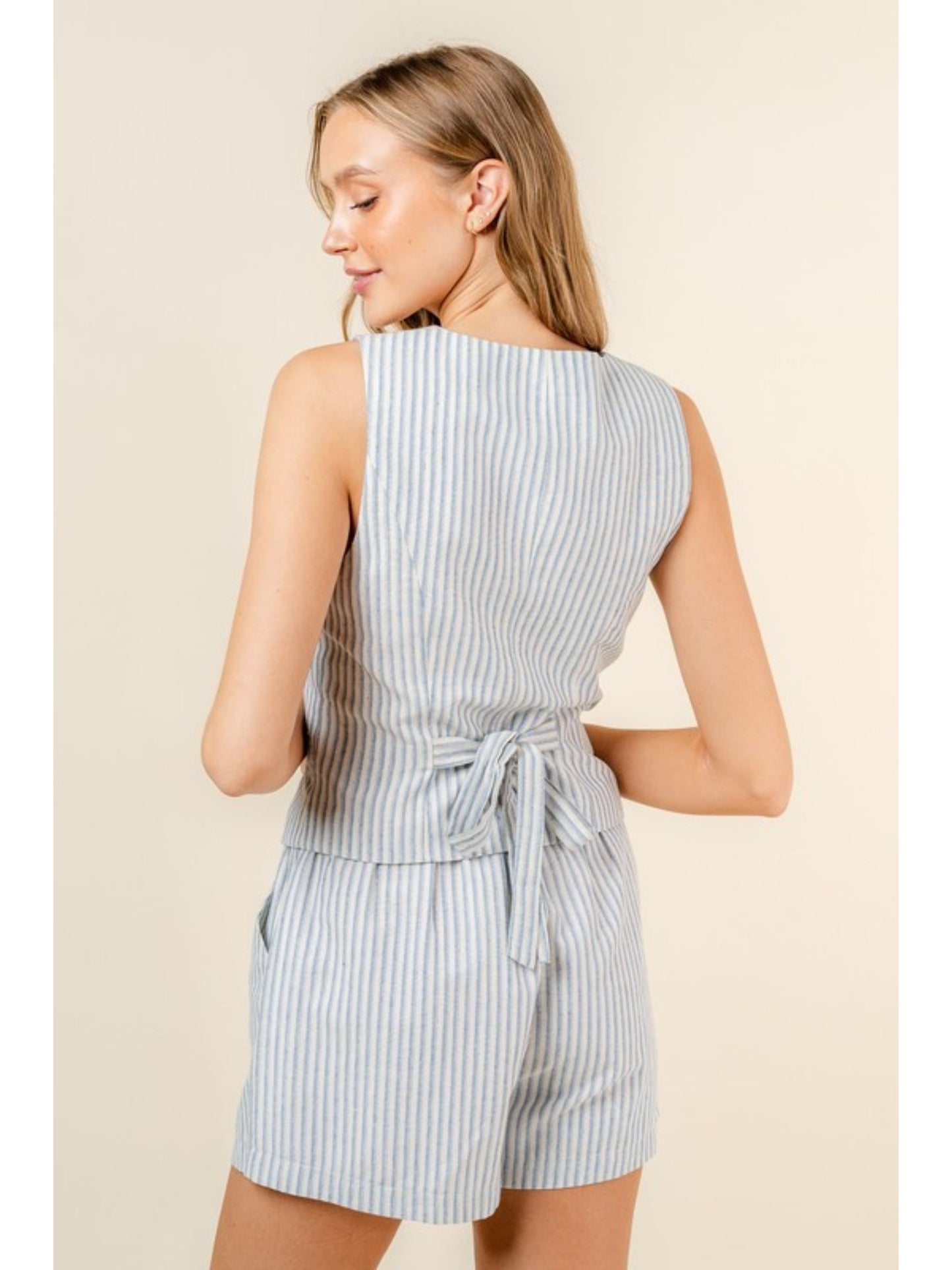 V Neck Striped Vest Top