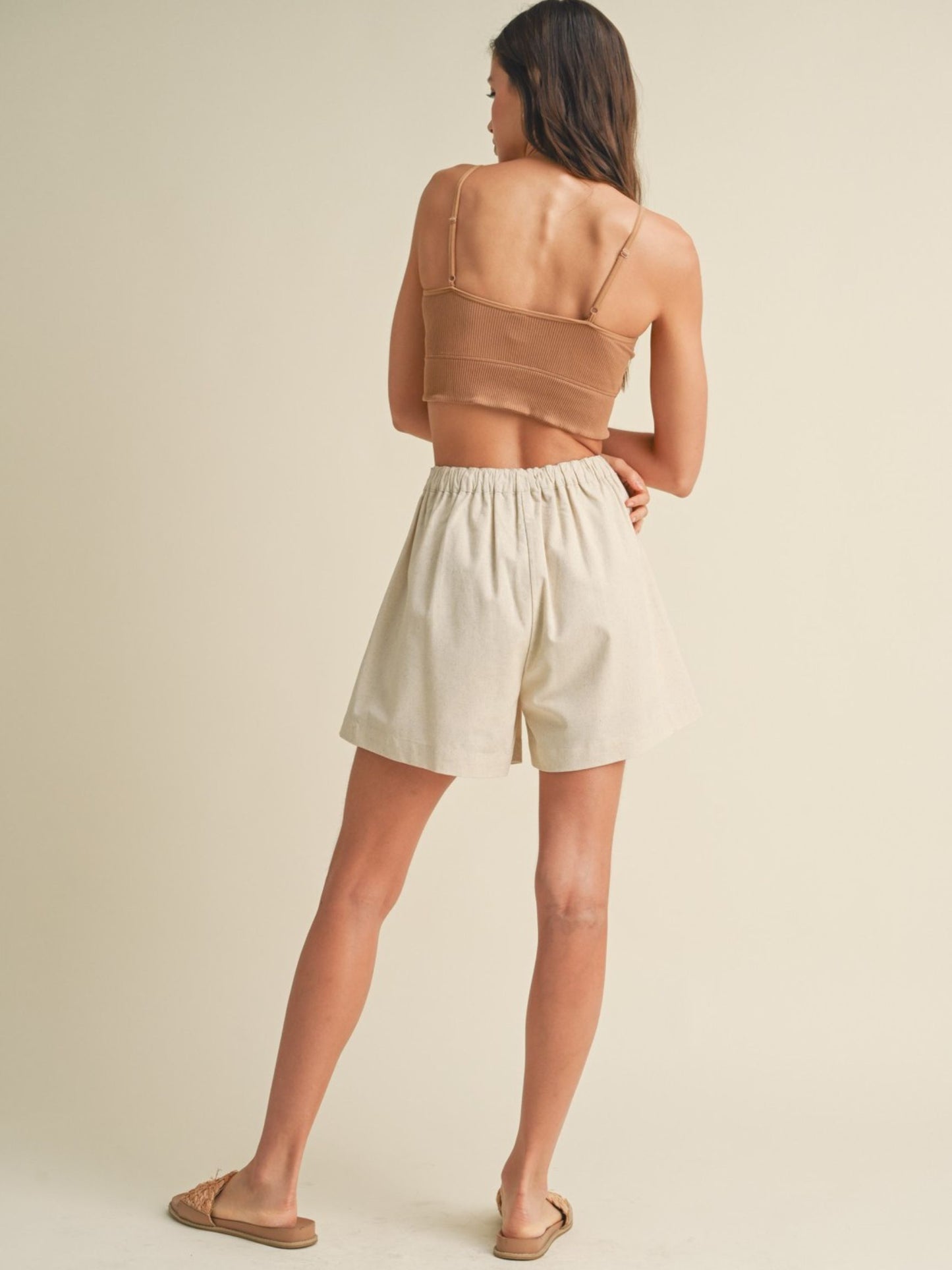 Linen Shorts With Pleated Detail