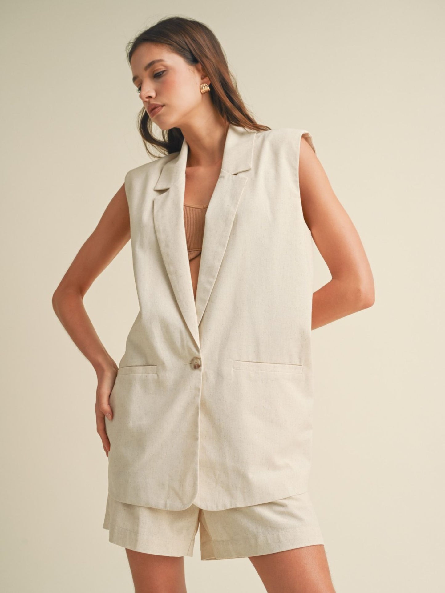 Oversized Linen Vest