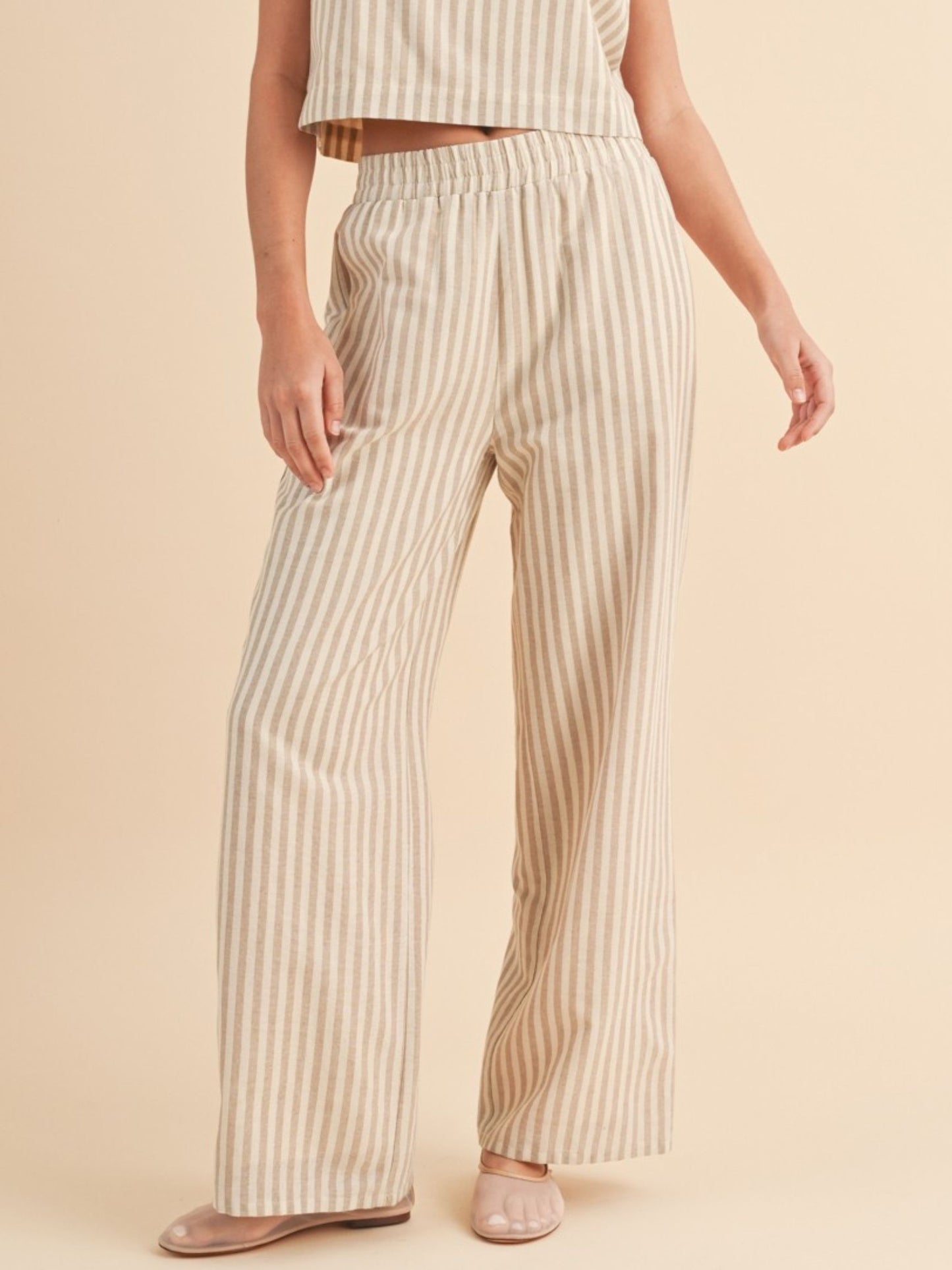 Cotton Striped Relaxed Pants