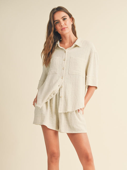 Textured Gauze Button Down