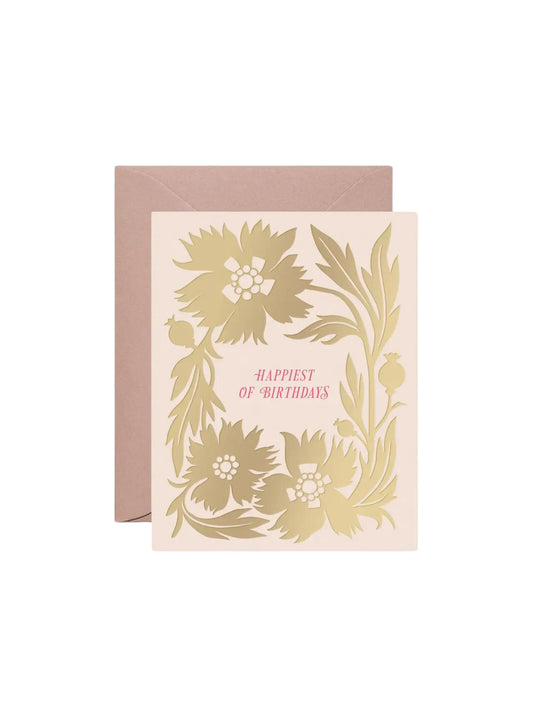 Gold Poppies Birthday Card