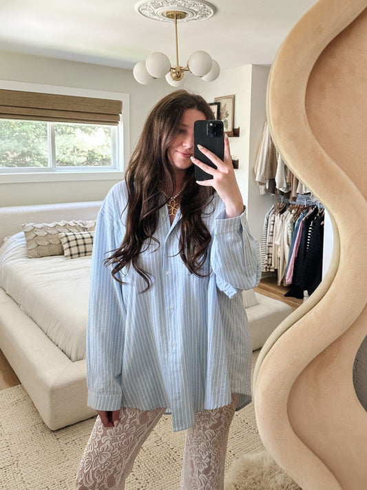 Sally Stripe Button Down - Blue
