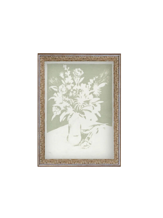 Mint and White Flowers Framed Picture