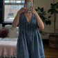Pleated Denim Romper