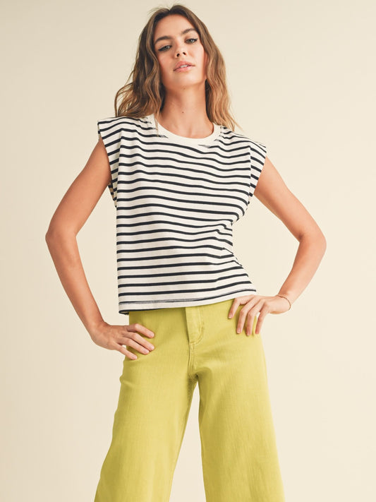 Black and White Sleeveless Top