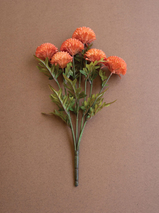 Bundle of 7 Artificial Orange Ball Dahlias
