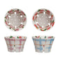 Hand-Painted Stoneware Berry Bowl w/ Plaid & Floral Pattern
