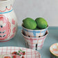 Hand-Painted Stoneware Berry Bowl w/ Plaid & Floral Pattern