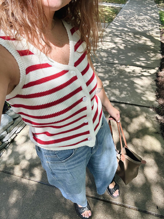 Striped Button Down Sweater Vest