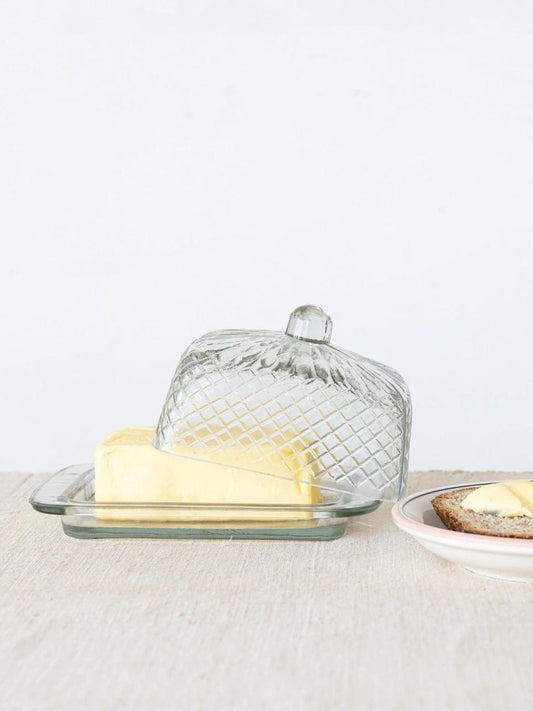 Cut Recycled Glass Butter Dish (Pick-Up ONLY)