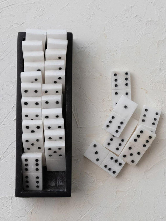 Alabaster Dominoes in Soapstone Box - Pick Up Only