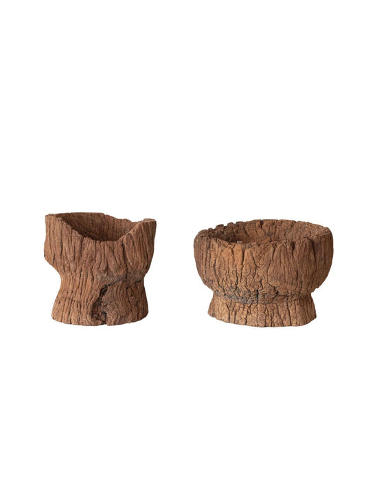 Found Carved Wood Mortar Bowl