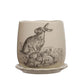 Stoneware Planter w/ Rabbits & Scalloped Saucer