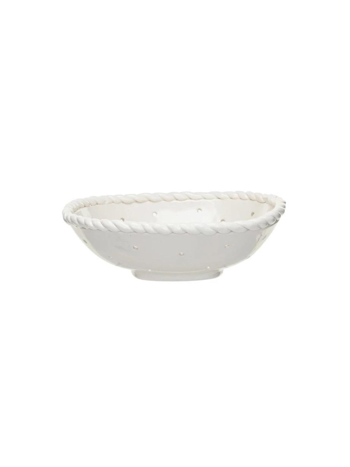 Stoneware Colander w/ Hand Twisted Edge