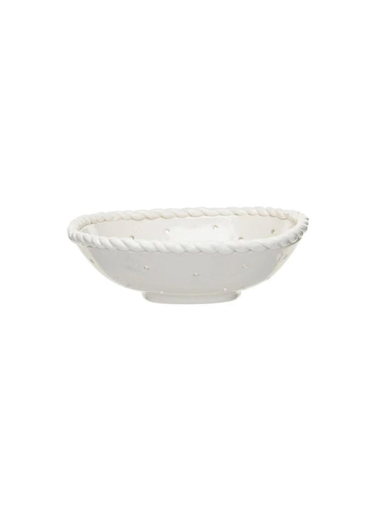 Stoneware Colander w/ Hand Twisted Edge