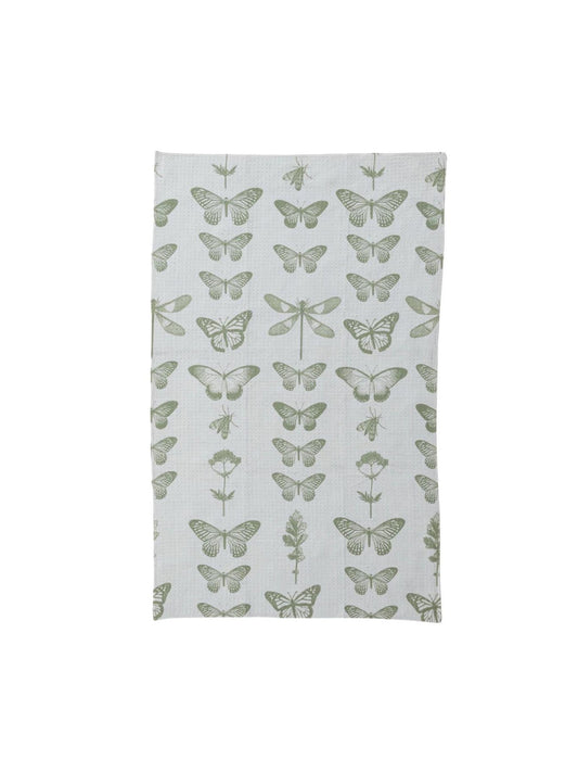 Recycled Microfibre Tea Towel w/ Insects & Flowers Pattern