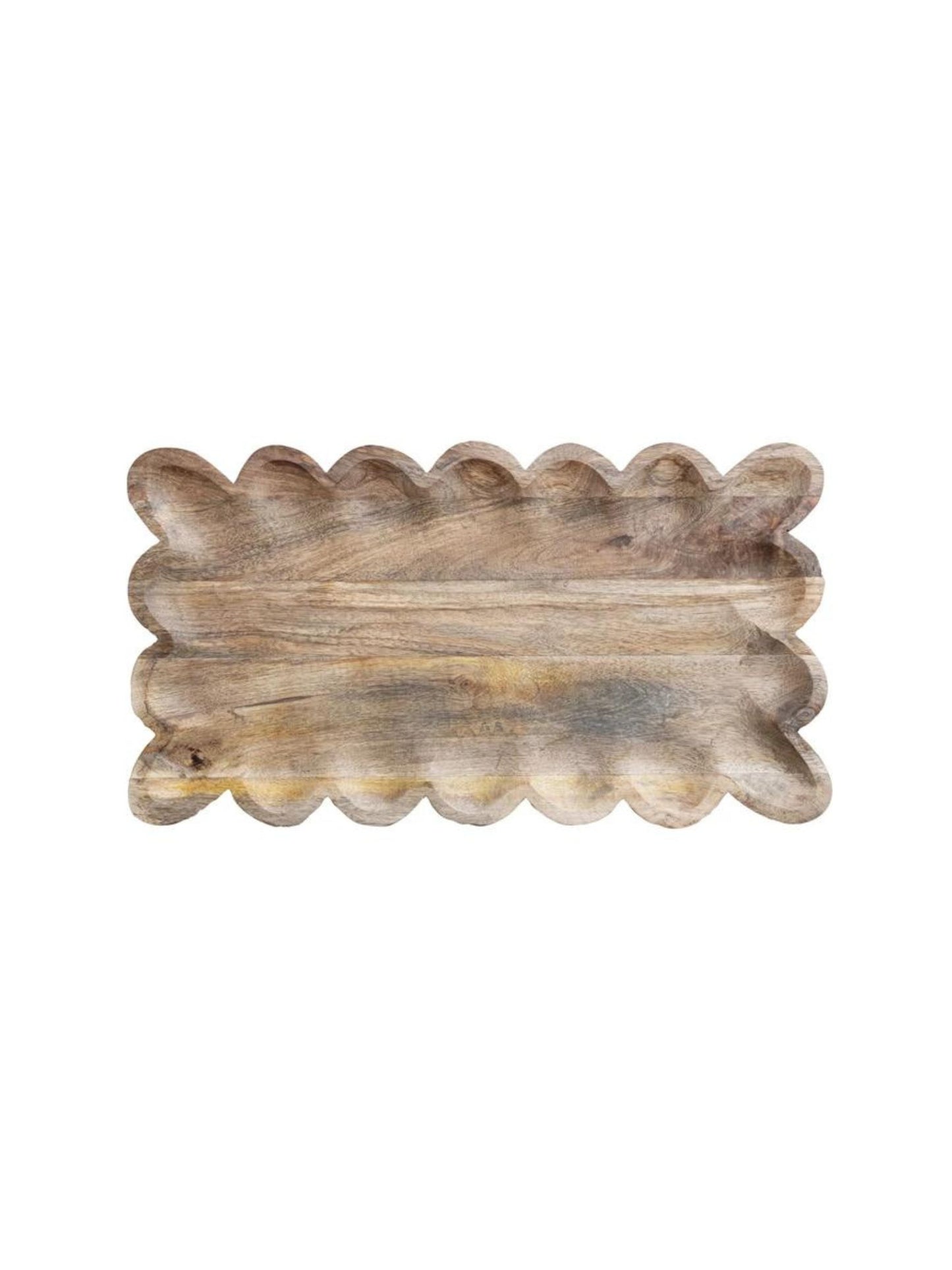 Mango Wood Tray w/ Scalloped Edge