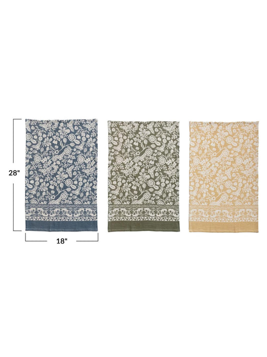 Cotton Printed Tea Towels w/ Floral Pattern