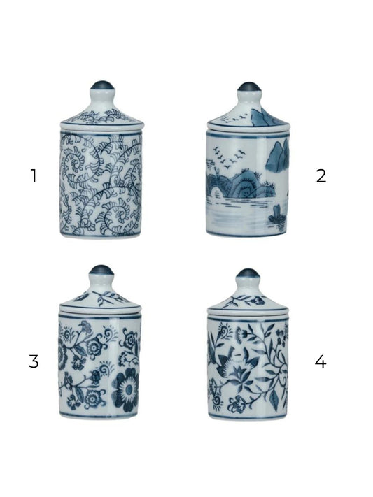 Painted Stoneware Spice Jar w/ Pattern