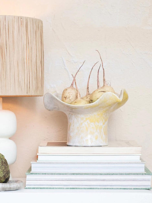 Stoneware Footed Organic Shaped Bowl - Pick Up Only