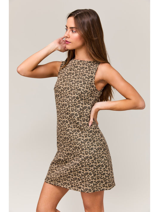 Leopard Boat Neck Dress