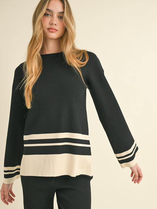 Border Strip Knit Sweater