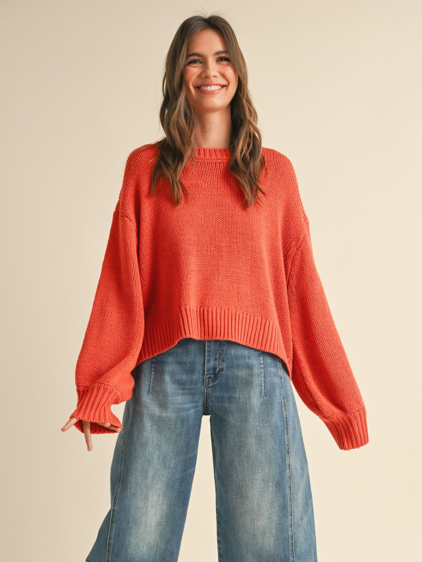 Jess Ballon Sleeve Sweater Top